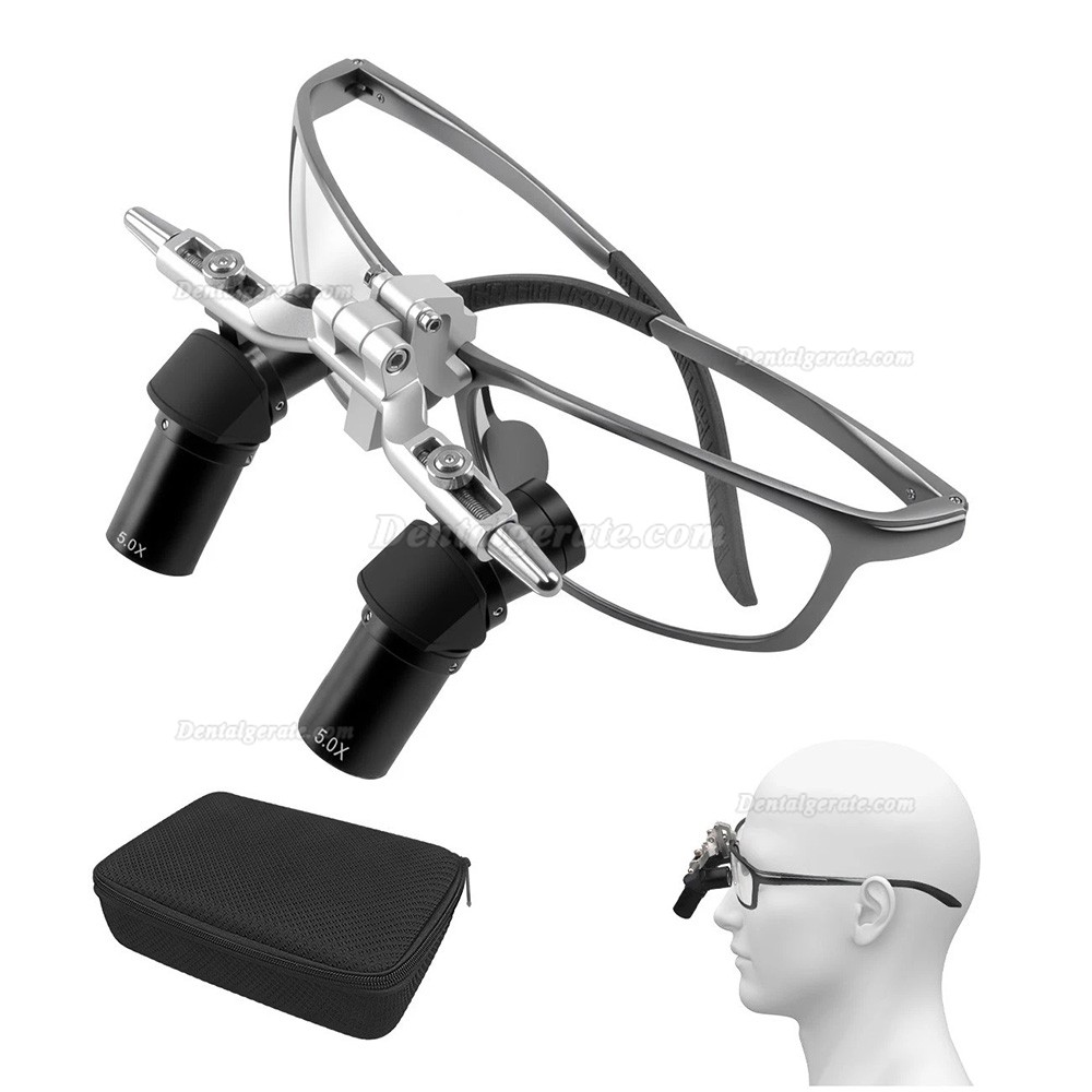 5,0-fach Dental Flip-up Ergonomic Lupenbrille mit Einstellbarem Pupillenabstand und 5 W LED-Licht
